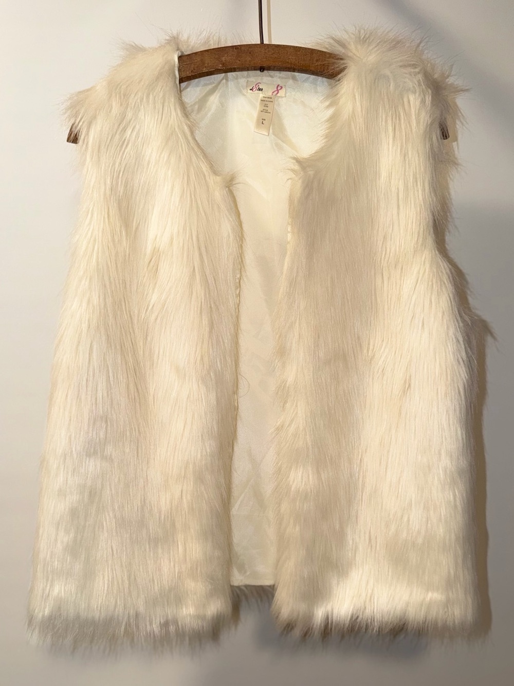 L8teR Ivory Faux Fur Open-Front Vest